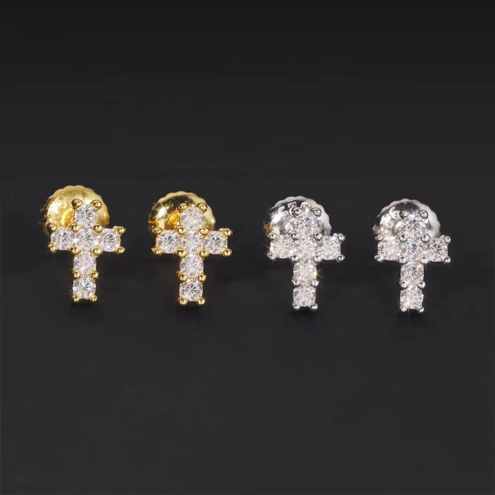 Iced Cross Stud Earrings