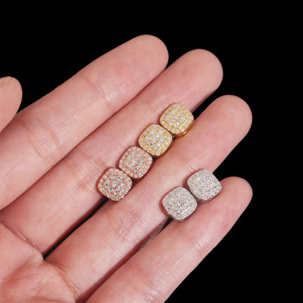 8mm Iced Square Stud Earrings