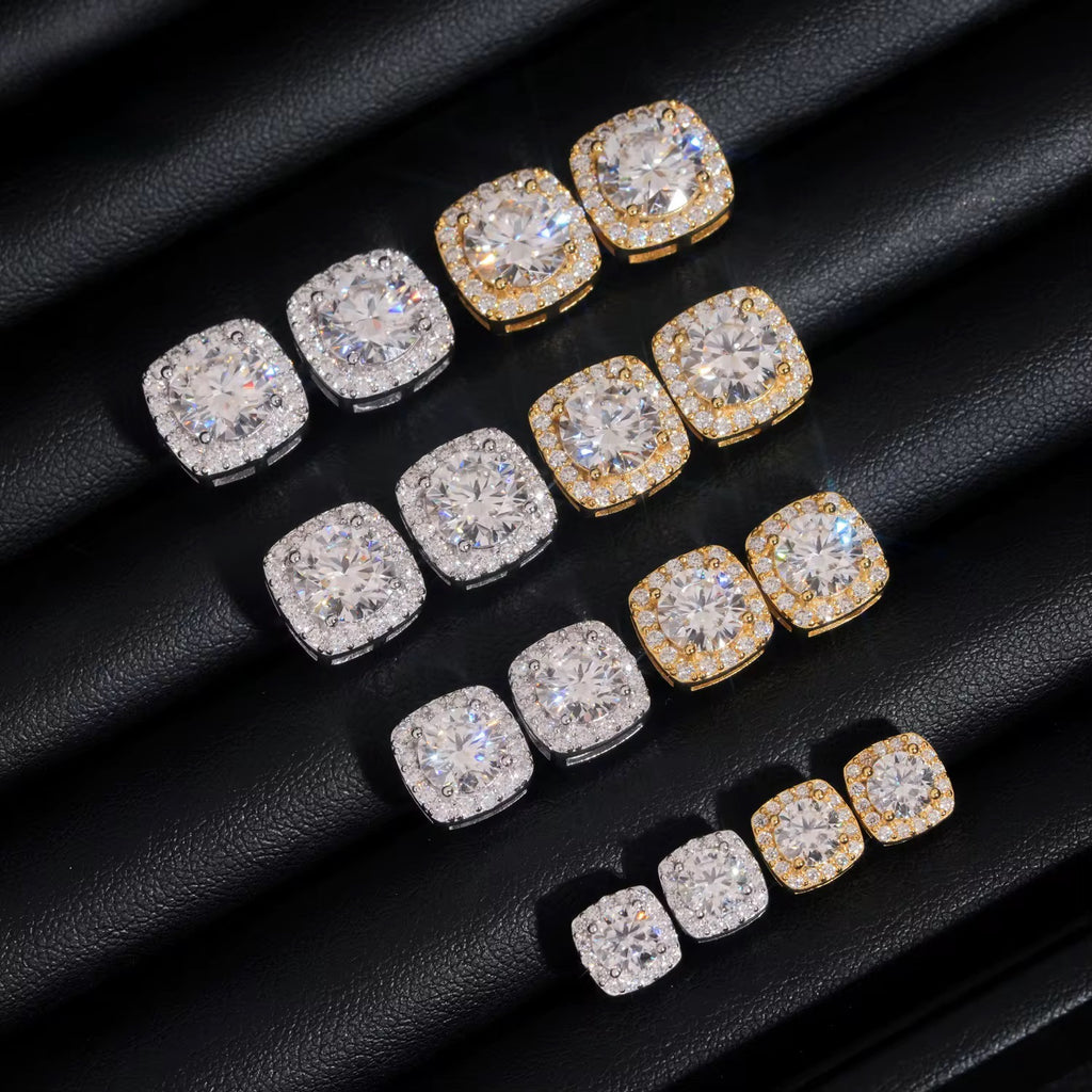 Square Halo Stud Earrings