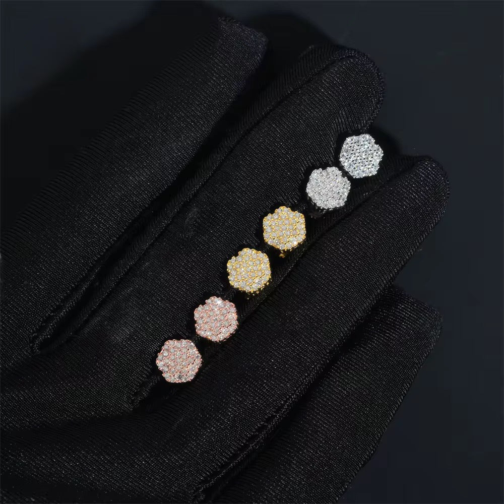 Iced Hex Stud Earrings