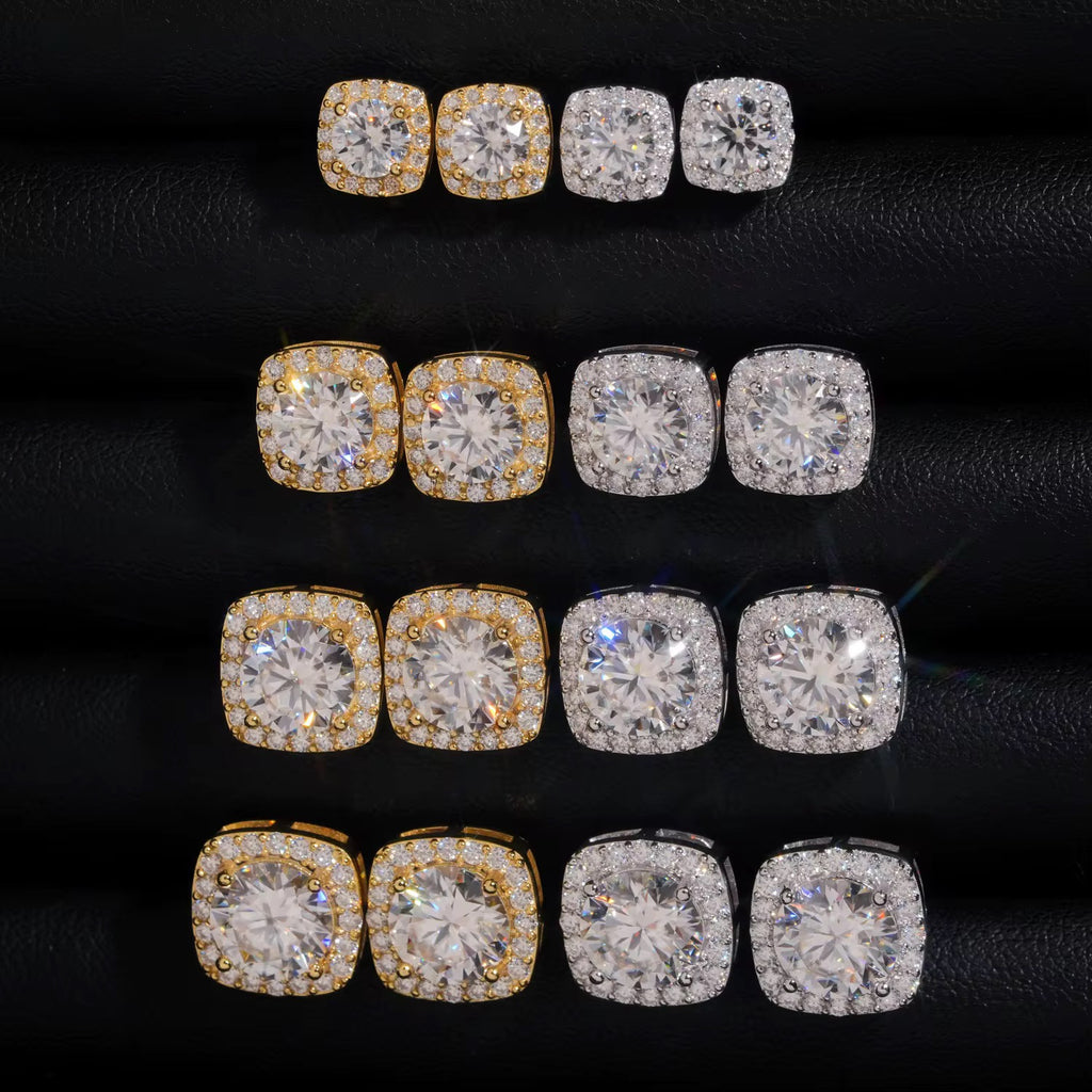 Square Halo Stud Earrings