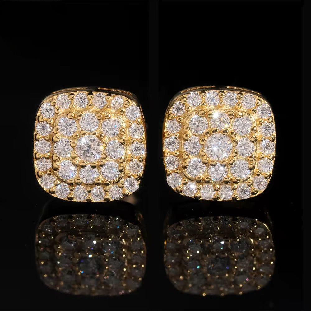 8mm Iced Square Stud Earrings