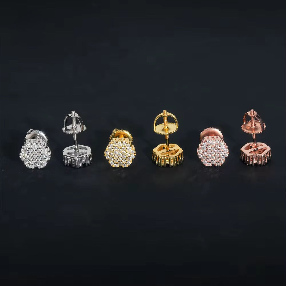 Iced Hex Stud Earrings