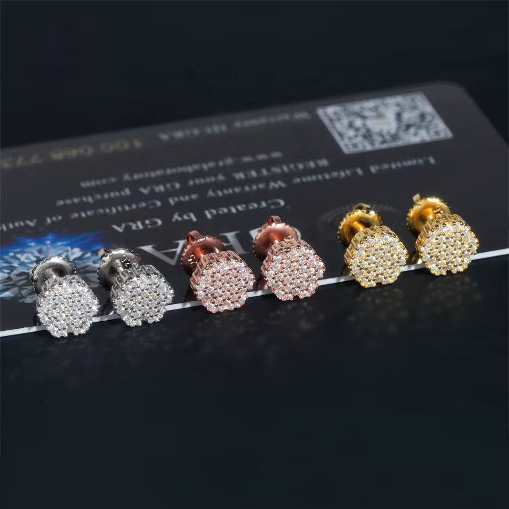 Iced Hex Stud Earrings