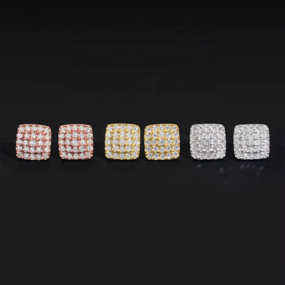 Iced Squared Stud Earrings