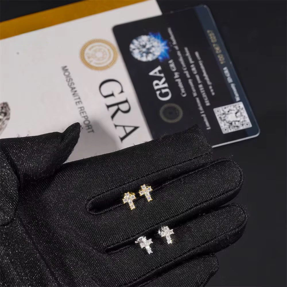 Iced Cross Stud Earrings
