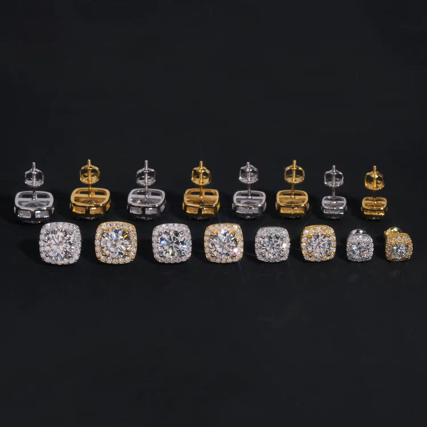 Square Halo Stud Earrings