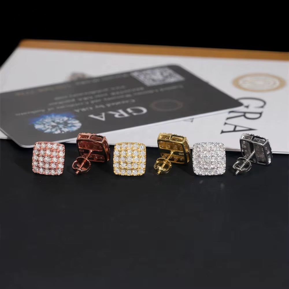 Iced Squared Stud Earrings