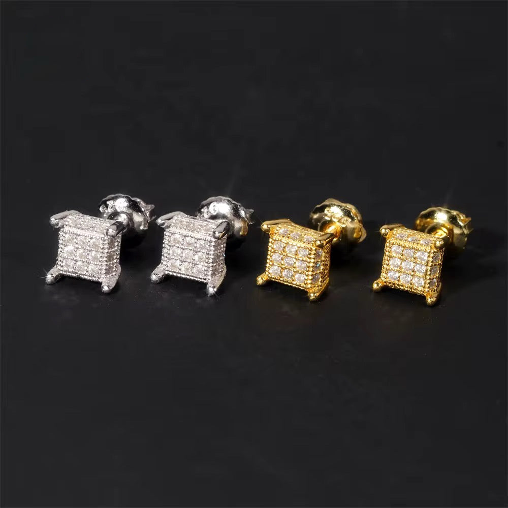 Iced Cube Stud Earrings